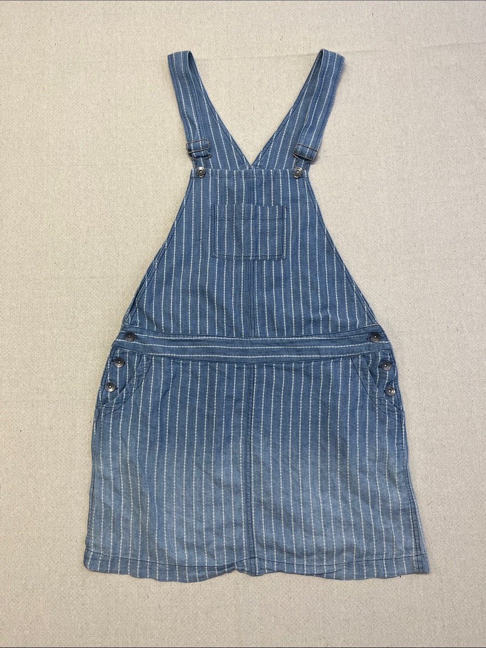 Splendid Striped Denim Overall Dress Large Blue Pinafore Jumper